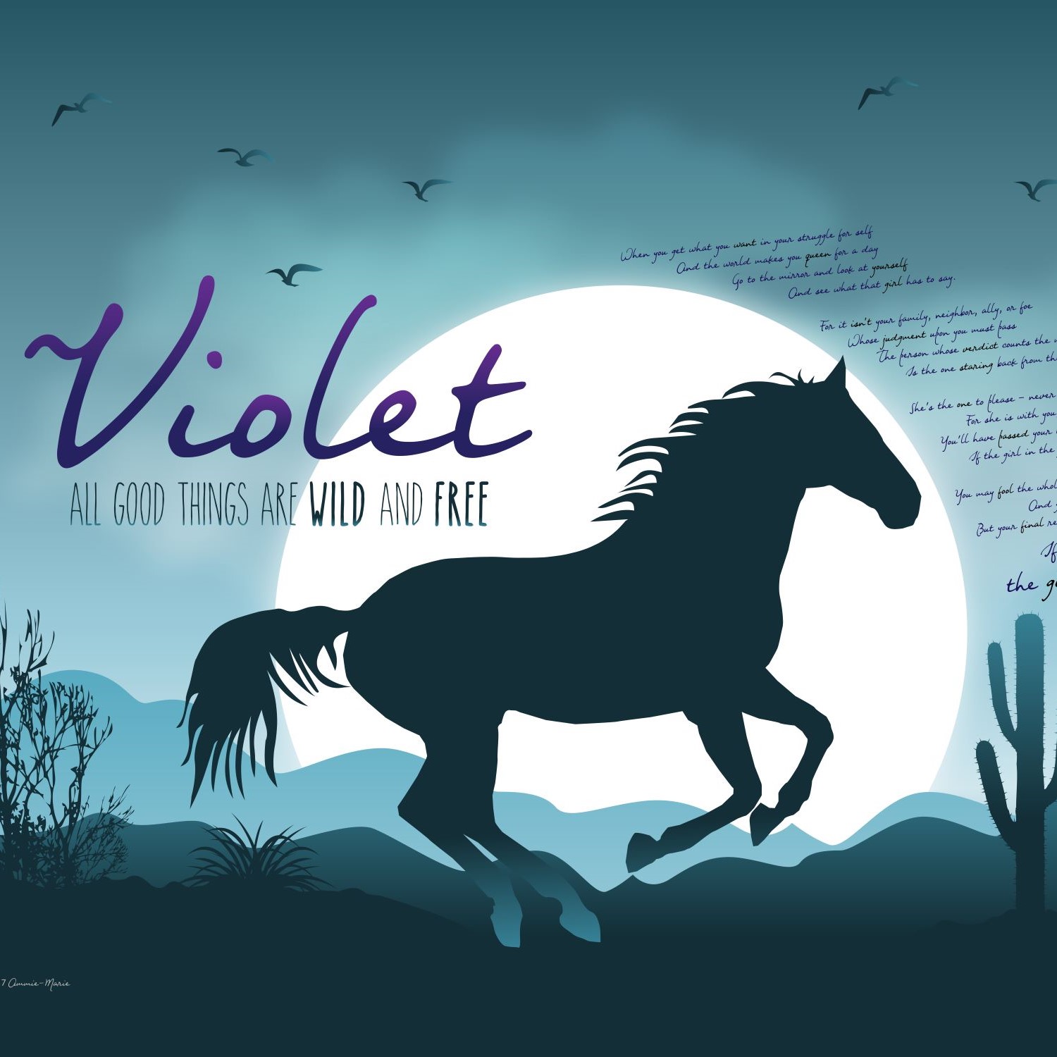 Happy Birthday Violet: All Good Things Are Wild and Free (Wild Horses), poster | © 2017 Ammie-Marie Littke